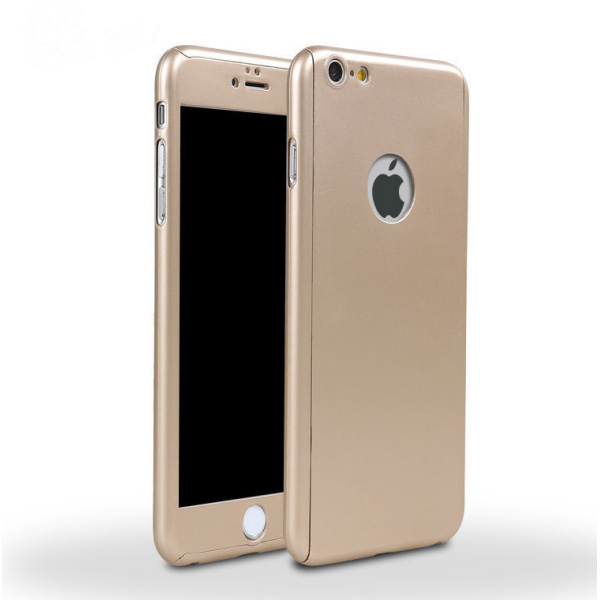 Full body cover til iPhone 7 / 8. Inkl skærmbeskyttelse. Gold. Mobil, PC og tablet tilbehør