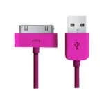 USB Data-/ladekabel til iPhone, iPad, iPod mm (30-pin stik). 1 meter. Hot pink Mobil, PC og tablet tilbehør