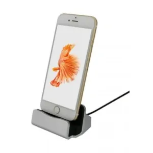 iPhone dock & iPad Mini dock. Flot bordlader. Silver. Mobil, PC og tablet tilbehør