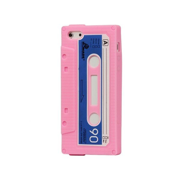 iPhone 5/5S/SE Retro Cover. Silikone kassettebånd. Lyserød. Mobil, PC og tablet tilbehør