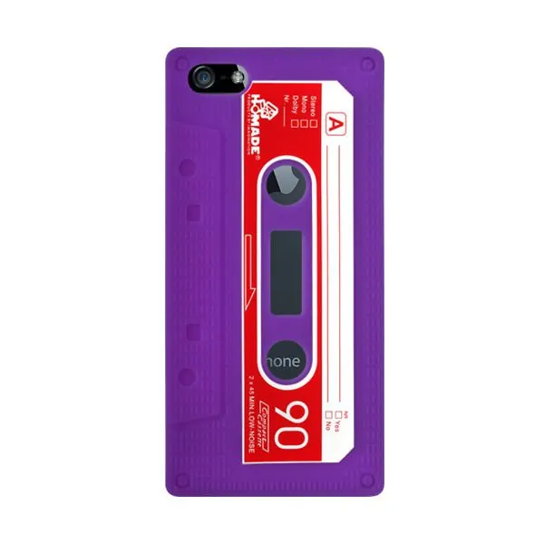 iPhone 5/5S/SE Retro Cover. Silikone kassettebånd. Lilla. Mobil, PC og tablet tilbehør