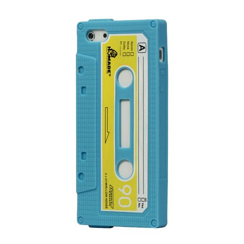 iPhone 5/5S/SE Retro Cover. Silikone kassettebånd. Sky blue. Mobil, PC og tablet tilbehør