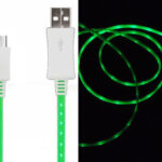 LED lys MICRO-USB / USB Opladekabel. 1 m. Grøn. Mobil, PC og tablet tilbehør