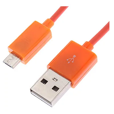 MICRO-USB / USB Datakabel. 1 m. Orange. Mobil, PC og tablet tilbehør