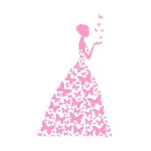 Pige med sommerfuglekjole wallsticker. 89x58 cm. Pink. Mobil, PC og tablet tilbehør