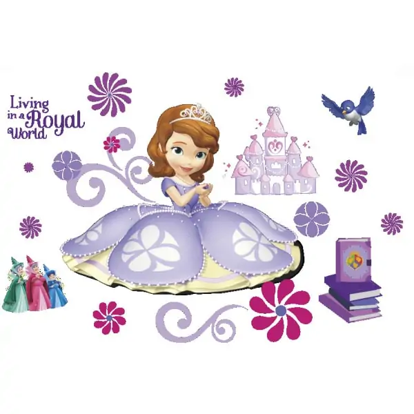 Flot wallsticker med en prinsesse, feer, slot, fugl, blomster mm Flot wallsticker med en prinsesse, feer, slot, fugl, blomster mm