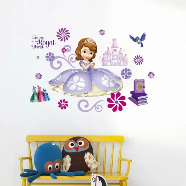 Flot wallsticker med en prinsesse, feer, slot, fugl, blomster mm Flot wallsticker med en prinsesse, feer, slot, fugl, blomster mm - Billede 2
