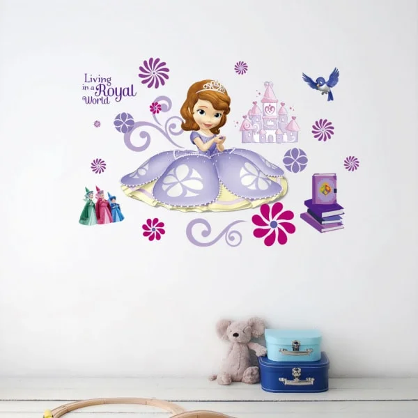 Flot wallsticker med en prinsesse, feer, slot, fugl, blomster mm Flot wallsticker med en prinsesse, feer, slot, fugl, blomster mm - Billede 3