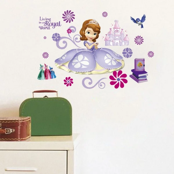 Flot wallsticker med en prinsesse, feer, slot, fugl, blomster mm Flot wallsticker med en prinsesse, feer, slot, fugl, blomster mm - Billede 4