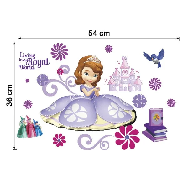 Flot wallsticker med en prinsesse, feer, slot, fugl, blomster mm Flot wallsticker med en prinsesse, feer, slot, fugl, blomster mm - Billede 5