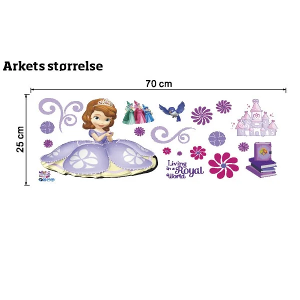 Flot wallsticker med en prinsesse, feer, slot, fugl, blomster mm Flot wallsticker med en prinsesse, feer, slot, fugl, blomster mm - Billede 6