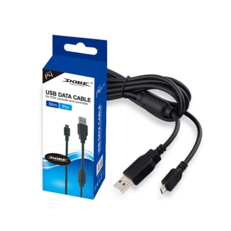 PlayStation 4 Controller oplade-kabel med indbygget magnet. DOBE. 2 m. Billigt 2 m langt PlayStation 4 Controller oplade-kabel.