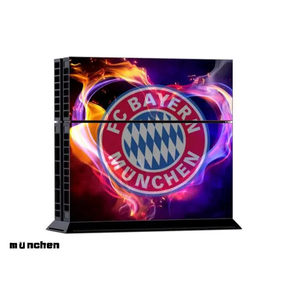 PS4 skin til konsol og to controllere. Bayerns logo i flammer PS4 skin til konsol og to controllere. Bayerns logo i flammer - Billede 2