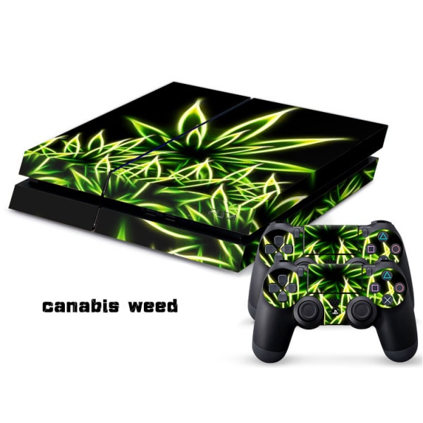 PS4 skin til konsol og to controllere. Cannabis. Mobil, PC og tablet tilbehør