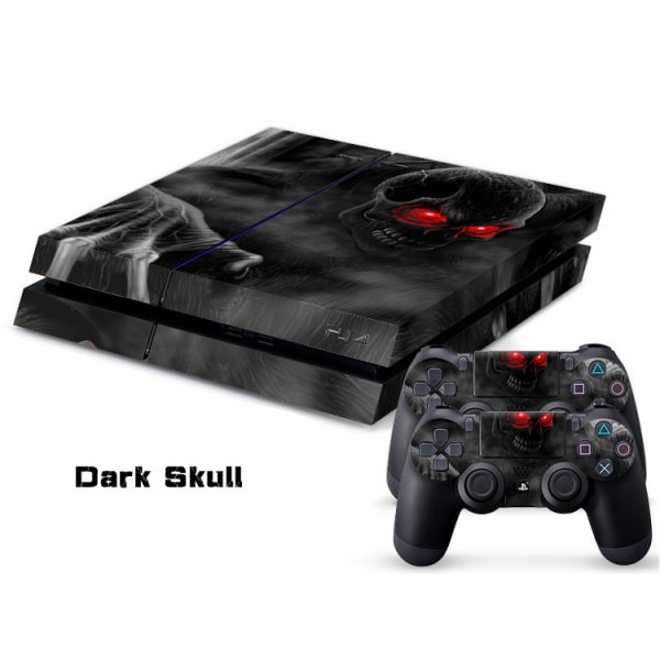 PS4 skin til konsol og to controllere. Dark skull. Mobil, PC og tablet tilbehør