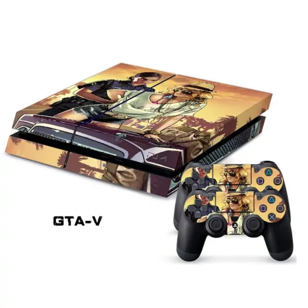 PS4 skin til konsol og to controllere. GTA 5. Mobil, PC og tablet tilbehør