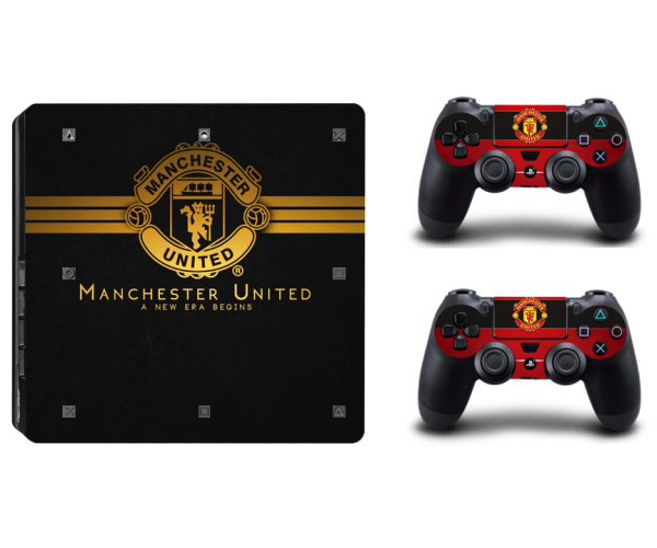 PS4 Slim skin til konsol og to controllere. Man United. Rød/sort PS4 Slim skin til konsol og to controllere. Man United. Rød/sort