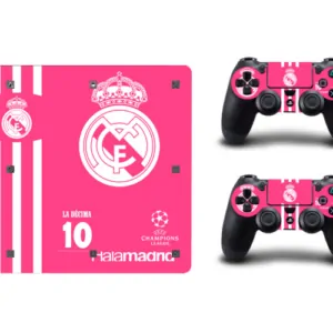 PS4 Slim skin til konsol og to controllere. Hala Madrid. Pink. Mobil, PC og tablet tilbehør