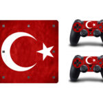 PS4 Slim skin til konsol og to controllere. Tyrkiets flag. Mobil, PC og tablet tilbehør