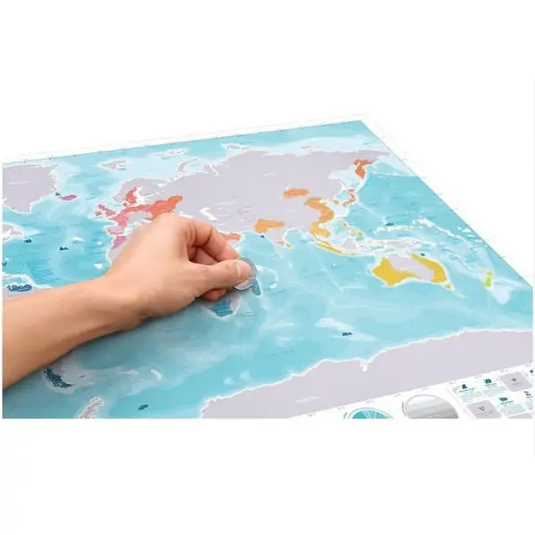Scratch Map Oceans Verdenskort med skrabefelter. Mobil, PC og tablet tilbehør