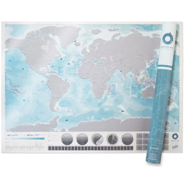 Scratch Map Oceans Verdenskort med skrabefelter. Scratch Map Oceans Verdenskort med skrabefelter. - Billede 2