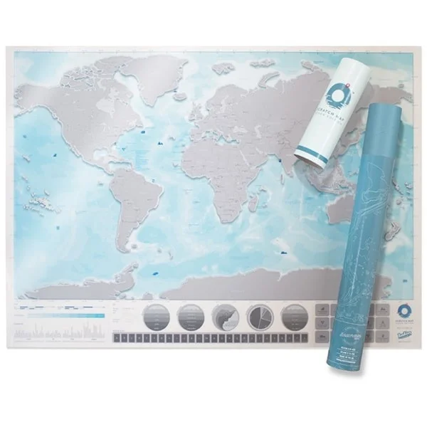 Scratch Map Oceans Verdenskort med skrabefelter. Scratch Map Oceans Verdenskort med skrabefelter. - Billede 3