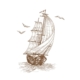 Flot wallsticker med et gammelt sejlskib. 58x43cm Mobil, PC og tablet tilbehør