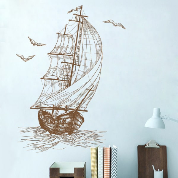 Flot wallsticker med et gammelt sejlskib. 58x43cm Flot wallsticker med et gammelt sejlskib. 58x43cm - Billede 2