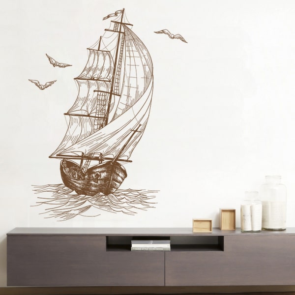 Flot wallsticker med et gammelt sejlskib. 58x43cm Flot wallsticker med et gammelt sejlskib. 58x43cm - Billede 3