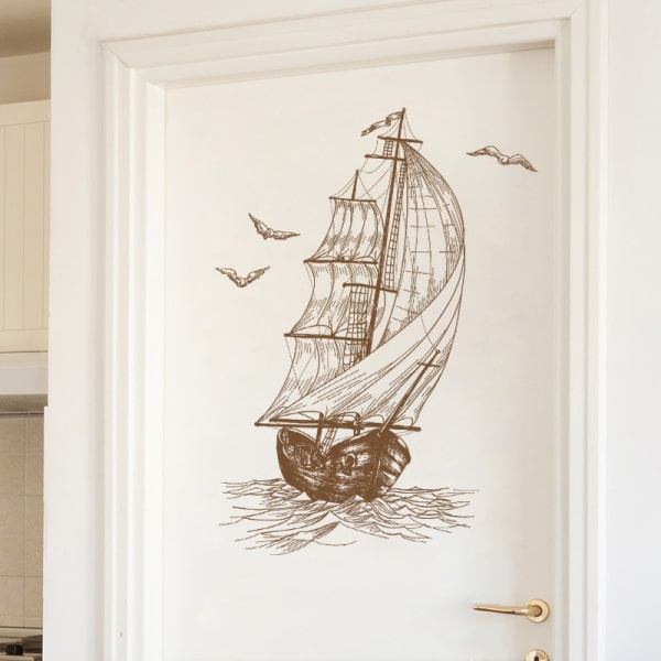 Flot wallsticker med et gammelt sejlskib. 58x43cm Flot wallsticker med et gammelt sejlskib. 58x43cm - Billede 4