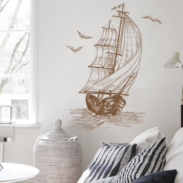 Flot wallsticker med et gammelt sejlskib. 58x43cm Flot wallsticker med et gammelt sejlskib. 58x43cm - Billede 5