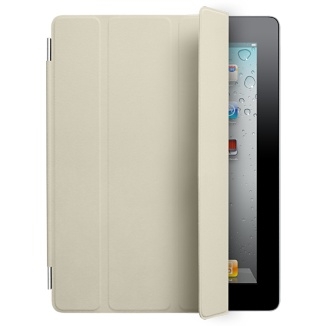 iPad 2 / iPad 3 / iPad 4 Smart cover til forsiden. Creme læder. Mobil, PC og tablet tilbehør