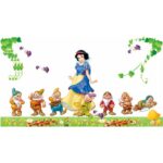 Sød wallsticker med Snehvide & de 7 små dværge. 120x60cm. Mobil, PC og tablet tilbehør