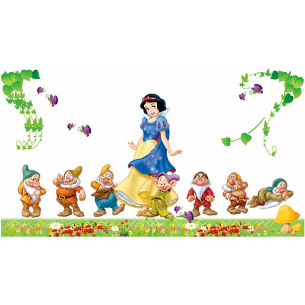 Sød wallsticker med Snehvide & de 7 små dværge. 120x60cm. Sød wallsticker med Snehvide & de 7 små dværge. 120x60cm.