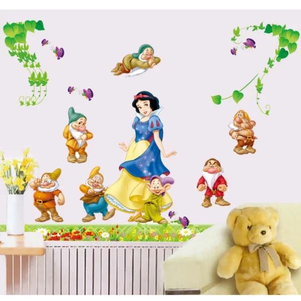 Sød wallsticker med Snehvide & de 7 små dværge. 120x60cm. Sød wallsticker med Snehvide & de 7 små dværge. 120x60cm. - Billede 4
