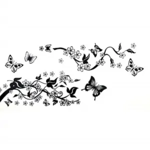 Elegant wallsticker med sommerfugle ved et træ. 70x50cm. Mobil, PC og tablet tilbehør