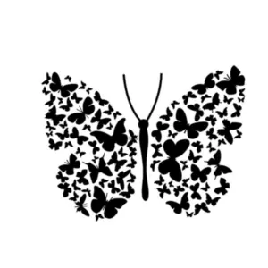 Flot stor sommerfugl wallsticker med mange små sommerfugle. Sort Mobil, PC og tablet tilbehør
