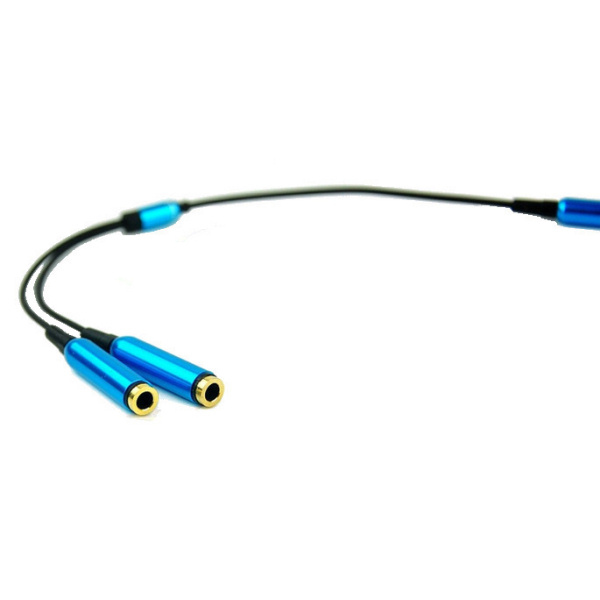 Minijack splitter til høretelefoner. 3.5mm stik. Metallic blå. Minijack splitter til høretelefoner. 3.5mm stik. Metallic blå. - Billede 4