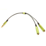 Minijack splitter til høretelefoner. 3.5mm stik. Metallic grøn. Mobil, PC og tablet tilbehør