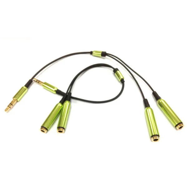 Minijack splitter til høretelefoner. 3.5mm stik. Metallic grøn. Minijack splitter til høretelefoner. 3.5mm stik. Metallic grøn. - Billede 2