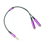 Minijack splitter til høretelefoner. 3.5mm stik. Metallic lilla Mobil, PC og tablet tilbehør