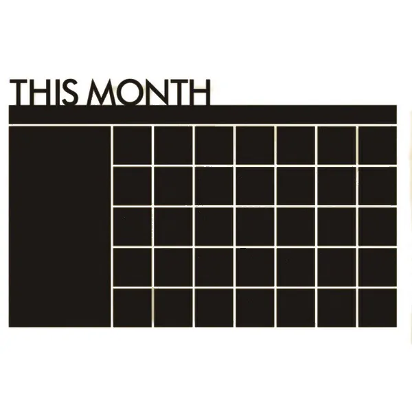 Stor wallsticker tavle til kridt. ’This month’ kalender. 60x100cm Mobil, PC og tablet tilbehør