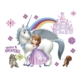 Flot eventyrlig wallsticker med prinsesse, enhjørning, regnbue. Mobil, PC og tablet tilbehør