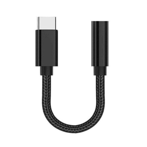 USB-C Earphone adapter med flettet ledning. USB-C til minijack. Mobil, PC og tablet tilbehør