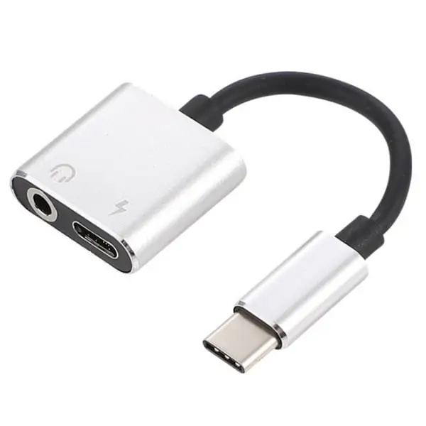 USB-C earphone adapter. Opladning og 3.5mm adapter. USB-C earphone adapter. Opladning og 3.5mm adapter.