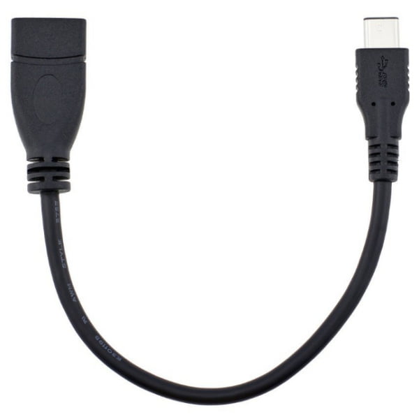 USB-C 3.1 Han til USB-A 3.0 Hun kabel. 0.2m. Sort. Mobil, PC og tablet tilbehør