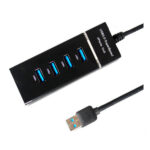4-Ports USB 3.0 Hi-Speed Hub. Sort. Mobil, PC og tablet tilbehør