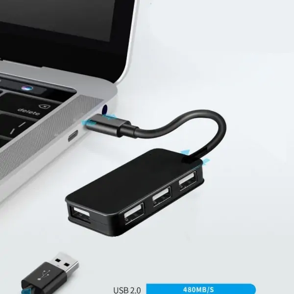 USB-C 3.1 Hub - 4-Porte (4xUSB 2.0). Sort. USB-C 3.1 Hub - 4-Porte (4xUSB 2.0). Sort. - Billede 4