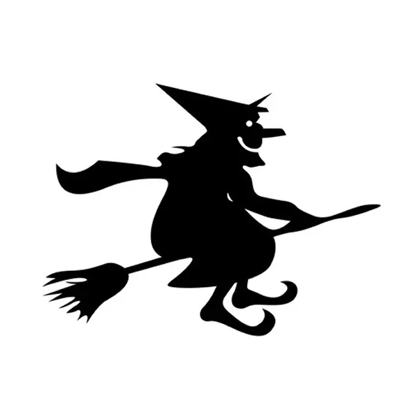 Halloween wallsticker. Stor heks på flyvende kost. 55x43cm. Mobil, PC og tablet tilbehør