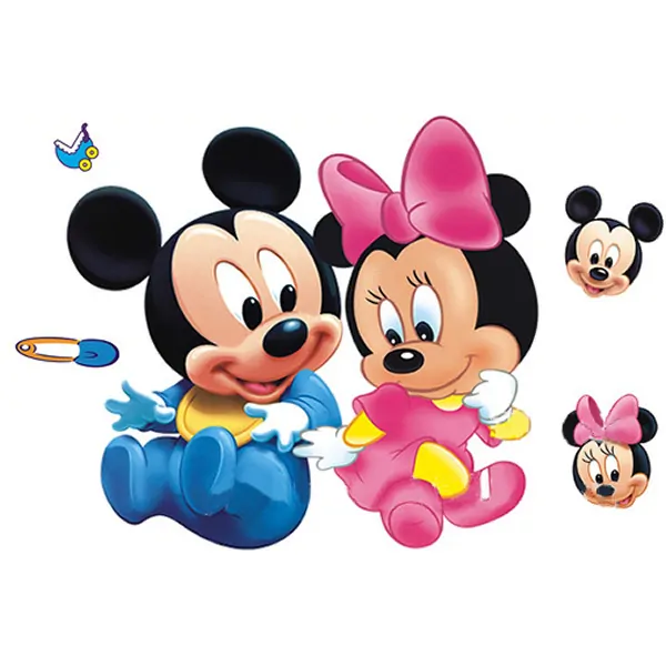 Sød wallsticker med Baby Mickey & Minnie Mouse. Mobil, PC og tablet tilbehør